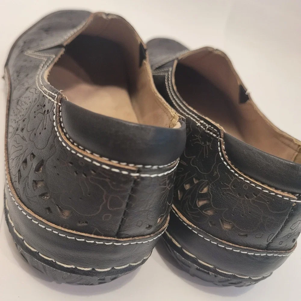 Spring Step L'Artiste Perforated Leather Slip-On Comfort Flats Brown Women's 7.5